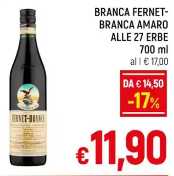 Famila Market BRANCA FERNET- BRANCA AMARO ALLE 27 ERBE 700ml offerta