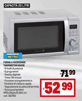 Metro FORNO A MICROONDE TARRINGTON HOUSE offerta