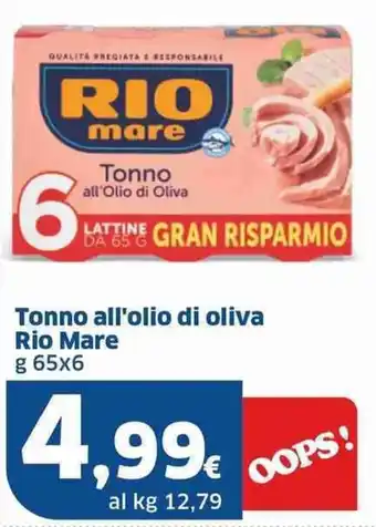 Sigma Tonno all'olio di oliva Rio Mare g 65 x 6 offerta