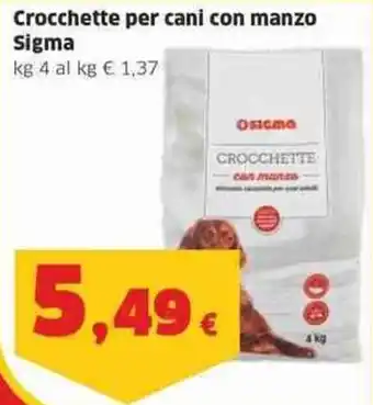 Sigma Crocchette per cani con manzo Sigma kg 4 offerta