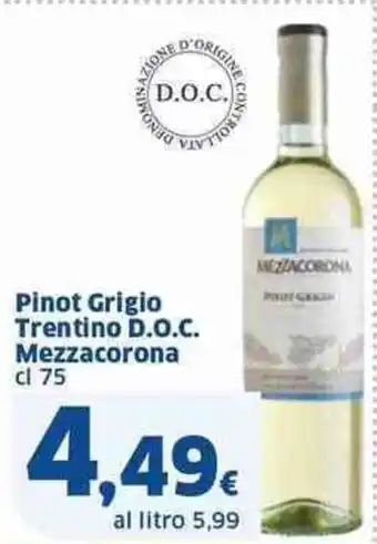 Sigma Pinot Grigio Trentino D.O.C. Mezzacorona cl 75 offerta