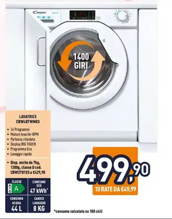 Unieuro LAVATRICE CBW48TWMES offerta