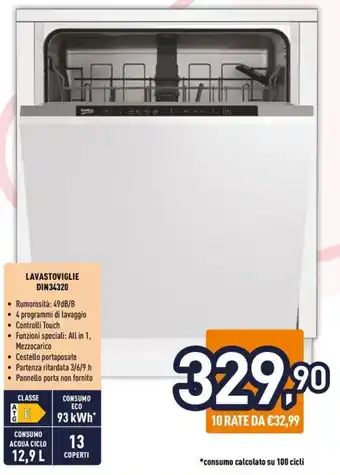 Unieuro LAVASTOVIGLIE DIN34320 offerta