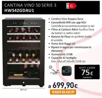 Unieuro CANTINA VINO 50 SERIE 3 HWS42GDAU1 offerta