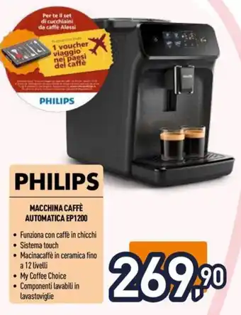 Unieuro PHILIPS MACCHINA CAFFÈ AUTOMATICA EP1200 offerta