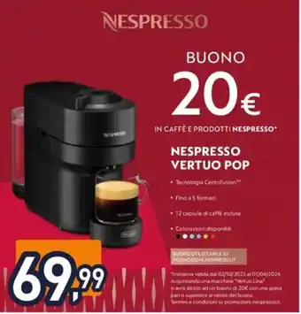 Unieuro NESPRESSO VERTUO POP offerta