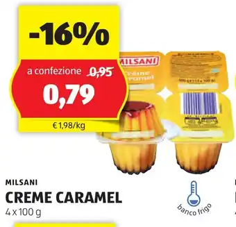 ALDI MILSANI CREME CARAMEL 4 x 100 g offerta