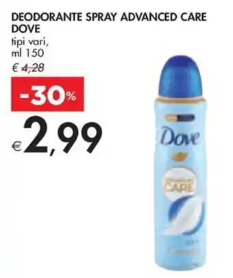 Bennet DEODORANTE SPRAY ADVANCED CARE DOVE tipi vari, ml 150 offerta