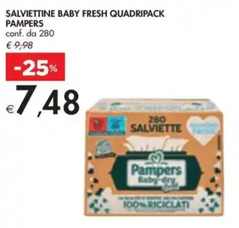 Bennet SALVIETTINE BABY FRESH QUADRIPACK PAMPERS conf. da 280 offerta