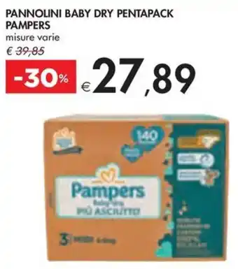 Bennet PANNOLINI BABY DRY PENTAPACK PAMPERS misure varie offerta