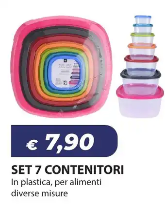 SET 7 CONTENITORI In plastica, per alimenti diverse misure