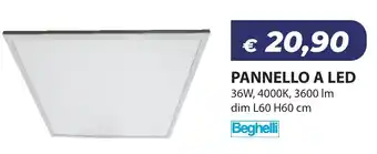 PANNELLO A LED 36W, 4000K, 3600 Im dim L60 H60 cm