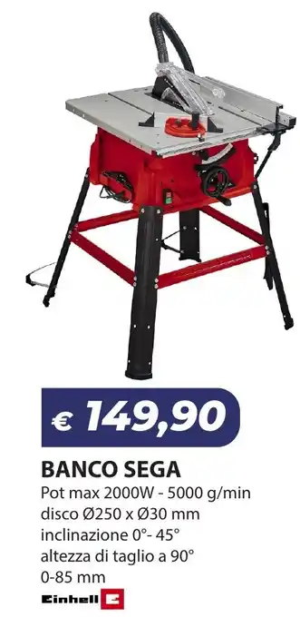 BANCO SEGA Pot max 2000W - 5000 g/min disco Ø250 x Ø30 mm