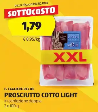 ALDI IL TAGLIERE DEL RE PROSCIUTTO COTTO LIGHT in confezione doppia 2 x 100 g offerta