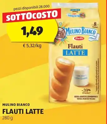 ALDI MULINO BIANCO FLAUTI LATTE 280 g offerta