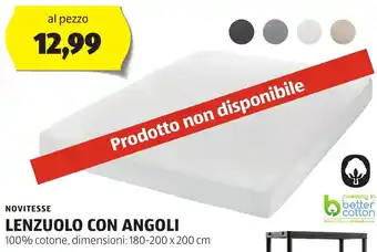 ALDI NOVITESSE LENZUOLO CON ANGOLI offerta