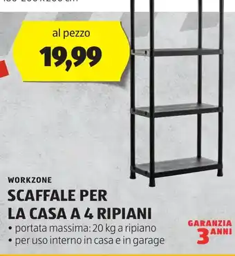 ALDI WORKZONE SCAFFALE PER LA CASA A 4 RIPIANI offerta
