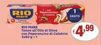 IperFamila RIO MARE Tonno all'Olio di Oliva con Peperoncino di Calabria 3x80 g + 1 offerta
