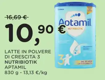 Poli LATTE IN POLVERE DI CRESCITA 3 NUTRIBIOTIK APTAMIL 830g offerta