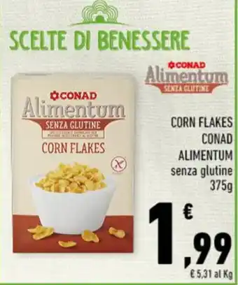 Conad CORN FLAKES CONAD ALIMENTUM senza glutine 375g offerta