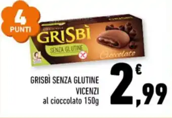 Conad GRISBI SENZA GLUTINE VICENZI al cioccolato 150g offerta