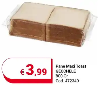 Centro Cash Pane Maxi Toast GECCHELE 800 Gr offerta