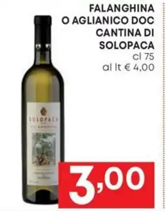 Pam FALANGHINA O AGLIANICO DOC CANTINA DI SOLOPACA cl 75 offerta