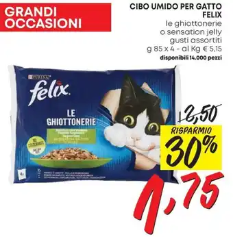 Pam CIBO UMIDO PER GATTO FELIX g 85 x 4 offerta