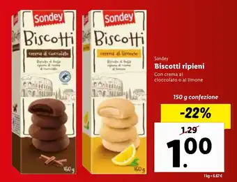 Lidl Biscotti ripieni Con crema al cioccolato o al limone 150 g confezione offerta