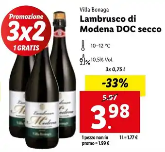 Lidl Villa Bonaga Lambrusco di Modena DOC secco offerta
