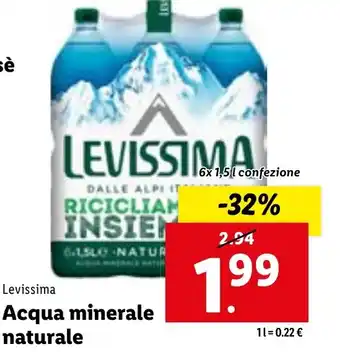 Lidl Levissima Acqua minerale offerta