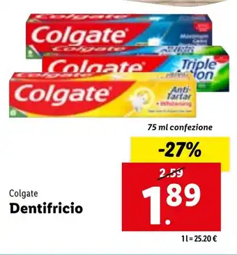 Lidl Colgate Dentifricio 75 ml confezione offerta