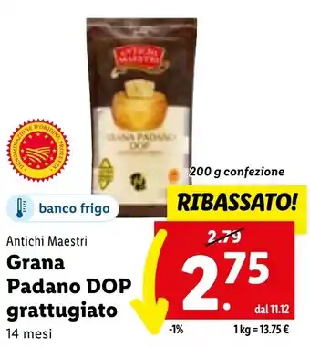 Lidl Grana Padano DOP grattugiato 14 mesi offerta