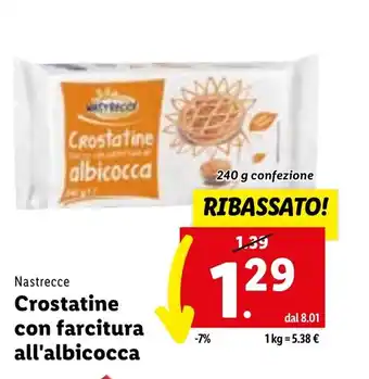 Lidl Nastrecce Crostatine con farcitura all'albicocca offerta
