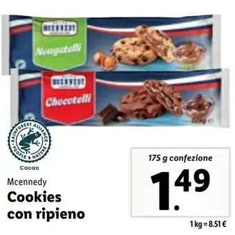 Lidl Mcennedy Cookies con ripieno 175 g confezione offerta