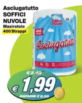 Prix Quality Asciugatutto SOFFICI NUVOLE Maxirotolo 400 Strappi offerta