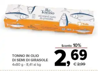 Todis TONNO IN OLIO DI SEMI DI GIRASOLE 4x80 g offerta
