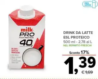 Todis DRINK DA LATTE ESL PROTEICO 500 ml offerta