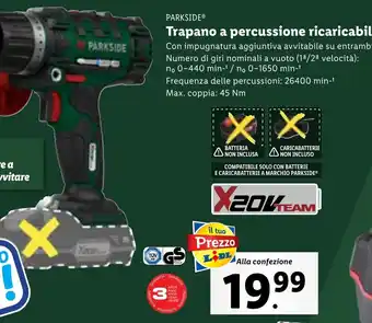 Lidl PARKSIDE Trapano a percussione ricaricabile 3 in 1 offerta
