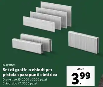 Lidl PARKSIDE Set di graffe o chiodi per pistola sparapunti elettrica offerta