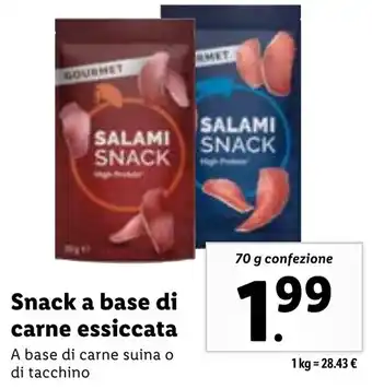 Lidl Snack a base di carne essiccata 70 g confezione offerta