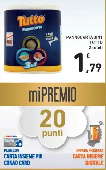 Spazio Conad PANNOCARTA 3IN1 TUTTO 2 rotoli offerta