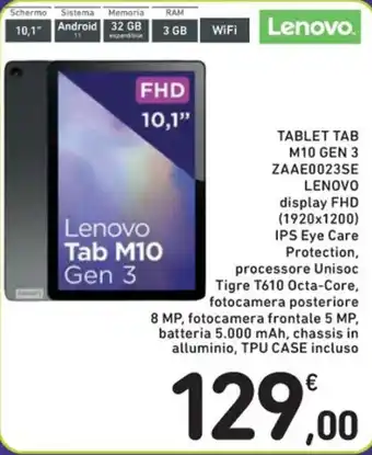 Spazio Conad TABLET TAB M10 GEN 3 ZAAE0023SE LENOVO offerta