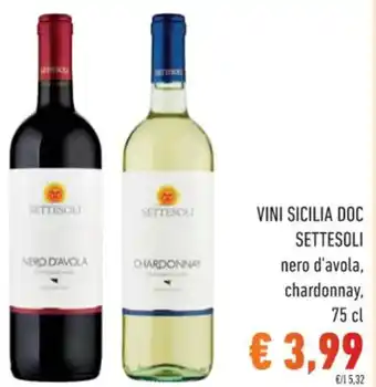 Spazio Conad VINI SICILIA DOC SETTESOLI nero d'avola, chardonnay, 75 cl offerta