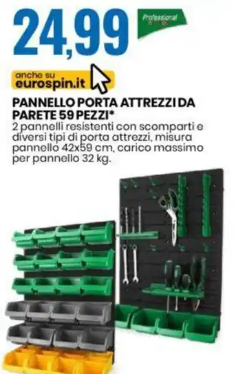 Eurospin PANNELLO PORTA ATTREZZI DA PARETE 59 PEZZI offerta