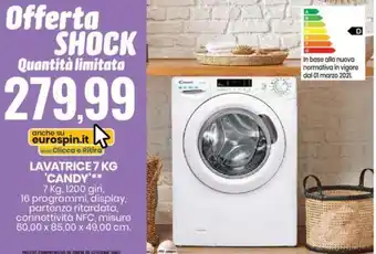 Eurospin LAVATRICE 7 KG 'CANDY' offerta