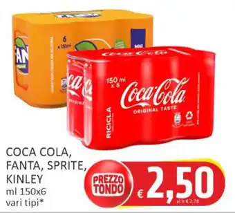 Paghi Poco COCA COLA, FANTA, SPRITE, KINLEY ml 150x6 vari tipi offerta