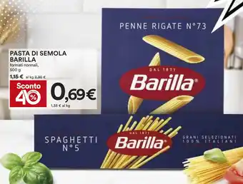 Coop PASTA DI SEMOLA BARILLA formati normali,500 g offerta