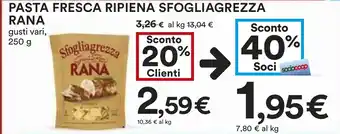 Coop PASTA FRESCA RIPIENA SFOGLIAGREZZA RANA gusti vari, 250 g offerta