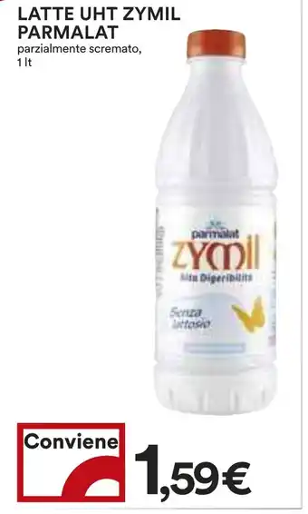 Coop LATTE UHT ZYMIL PARMALAT parzialmente scremato, 1 lt offerta